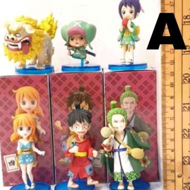 one piece wano blue standing mini action figure set 3 varian