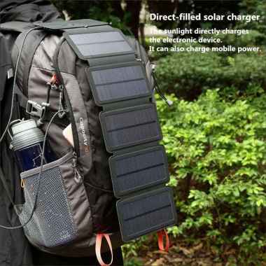 Charger Solar Panel Portable 5 Folding USB Output Port 9W 5V - KER-SO1 Black