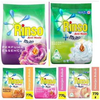 Promo Harga Rinso Anti Noda Deterjen Bubuk + Molto Classic Fresh 770 gr - Blibli