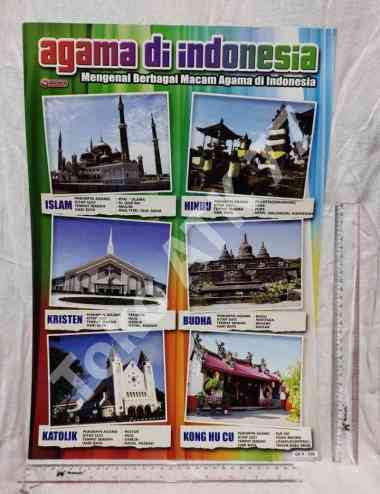Poster Agama Beserta Tempat Ibadah Di Indonesia & Poster Lainnya per 5lembar READY STOCK Campur