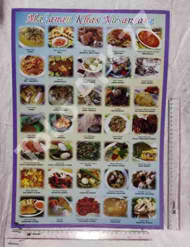 Poster Makanan Khas Tradisional Adat Daerah Propinsi Nusantara & Poster Lainnya per 5lembar READY ST