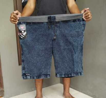 CELANA RIP JEANS CELANA PENDEK DENIM RIB PREMIUM SNOW BLACK CELANA JEANS PINGGANG KARET POLOS NAVY J