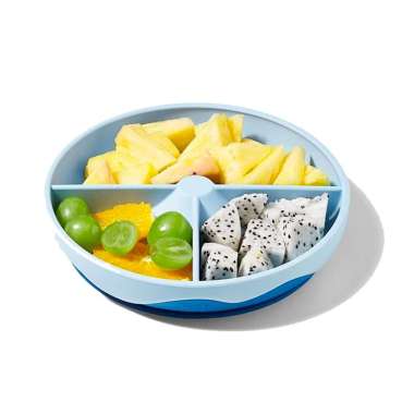 Alat Makan Bayi - Kub Sweets Series Platinum Silicon Sucker Plate Blue