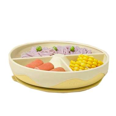Alat Makan Bayi - Kub Sweets Series Platinum Silicon Sucker Plate Yellow