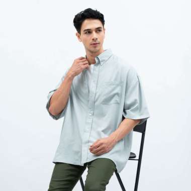 Houseofcuff Kemeja Oversize Jumbo Lengan Pendek Pria Unisex Mint S/M