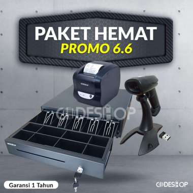 Paket Printer Kasir Scanner Barcode Laci Kasir + Voucher Indomaret