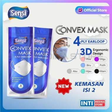 SENSI - Convex Mask 4 Ply | Masker Earloop 4 Ply | Masker Sensi Convex Abu-abu