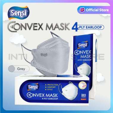SENSI - Convex Mask 4 Ply | Masker Earloop 4 Ply | Masker Sensi Abu-abu