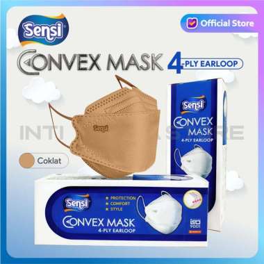 SENSI - Convex Mask 4 Ply | Masker Earloop 4 Ply | Masker Sensi Cokelat