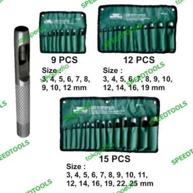 plong set 9pcs wipro/alat pembolong karet dan kulit Multicolor