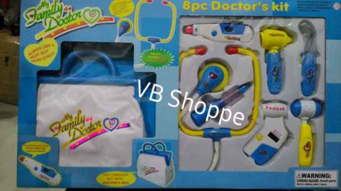 mainan dokter family doctor kit stetoskop medical biru nyala suara tas Multicolor