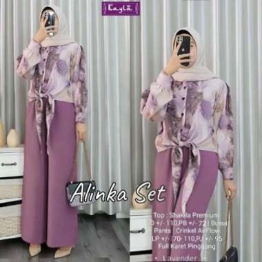 Elesa Set - One Set Shakila Twill Premium Setelan Wanita Lengan 7/8 Set Baju Celana Kekinian LD 110 