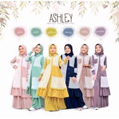HIK164- Gamis ASHLEY anak gamis setelan tunik terbaru SET GAMIS ANAK R Multicolor