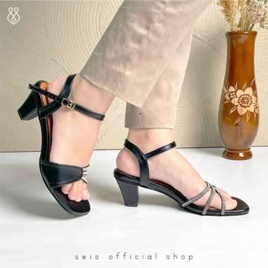 SEIS shoes Divori Sandal Heels Pesta Wanita Hak 5 cm 36 black