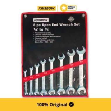 Krisbow Set Kunci Pas Open End Wrench 1/4-7/8 Inci 8 Pcs