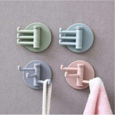 Gantungan Tempelan Hook 3 Cabang Gantungan Kunci Dapur Kamar Mandi