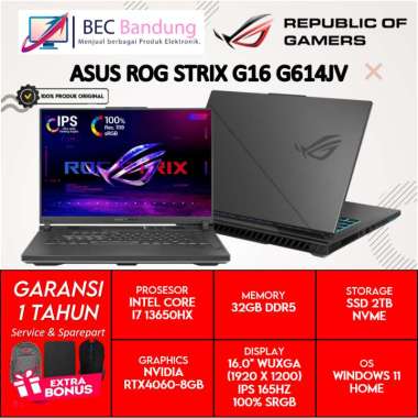 ASUS ROG Strix G16 Gaming Laptop G614JV Intel Core i7 13650HX WUXGA 100% sRGB 165Hz GeForce RTX 4060 8GB RAM 32GB DDR5 2TB SSD