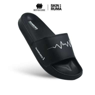 BOYSCODE Sendal Selop Distro Pria Wanita Skinruma Heart Beat / Sendal Slide / Sendal Slip On / Senda
