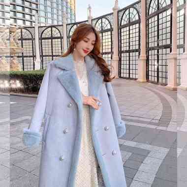 IMPORT PRISCILLA WOMAN WINTER THERMAL COAT SUEDE CASHMERE JAKET WANITA BULU MUSIM DINGIN S