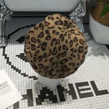 TBLE topi beret leopard macan tutul harimau baret hat pelukis retro vintage import korea CAMEL