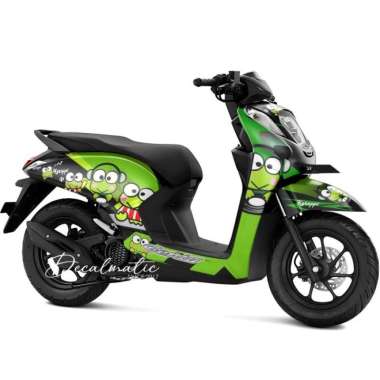 Stiker Full Body Decal Motor Honda Genio 2018 - 2023 Keroppi 2 Hitam