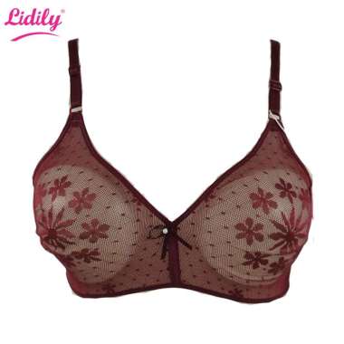 Lidily - Bra Balon BH Sister Tanpa Kawat | Sister Bra Baloon Motif Bunga BH Kait 1 BH H407 Hitam 34