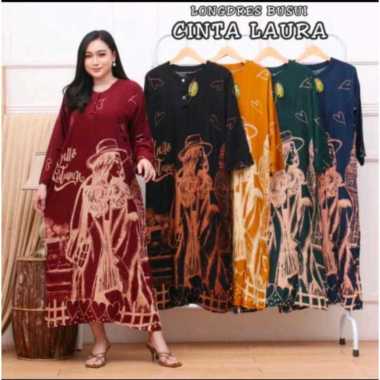LONGDRESS CABUTAN BUSUI LD 110 DASTER BATIK LENGAN PANJANG KANCING DEPAN BUSUI LONG DRESS LENGAN PAN
