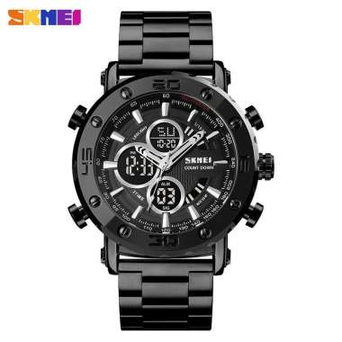 Jam Tangan Pria SKMEI Digital Analog 1636 Black Black Water Resistant 30m