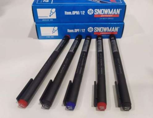 Spidol Permanent Snowman OHP OPF Fine / OPM Medium Hitam OPM