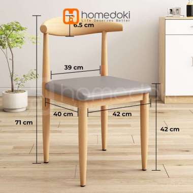Homedoki Kursi / Kursi Makan / Kursi Kayu / Kursi Belajar / Kursi Kantor Abu-abu
