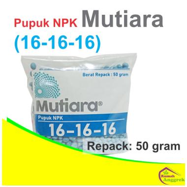 NPK Mutiara 16 - 16 - 16 repack 50 gram pupuk seimbang majemuk biru bunga anggrek aglaonema