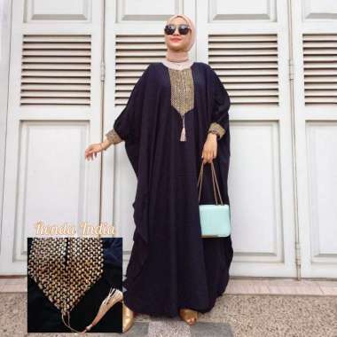 Qatar Kaftan Wanita Jumbo Polos Renda Rayon Premium Gamis Terbaru Bigsize Lengan Karet Baju Muslim K