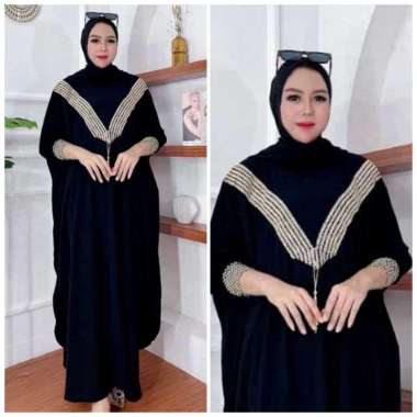 Qatar Kaftan Wanita Jumbo Polos Renda Rayon Premium Gamis Terbaru Bigsize Lengan Karet Baju Muslim K