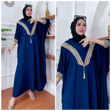 Qatar Kaftan Wanita Jumbo Polos Renda Rayon Premium Gamis Terbaru Bigsize Lengan Karet Baju Muslim K