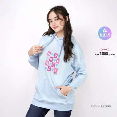 Aerostreet Hoodie Oversize Have A Nice Day Baby Blue Sweater Jumper 1D001 S