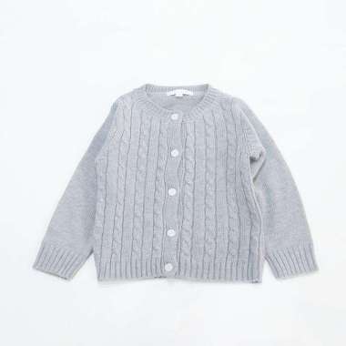 cribcot knit wear (mantel rajut) - Cardigan Cable Girl M Grey-3