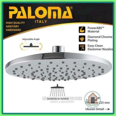 Shower Head Paloma QHRSP 1135 - 8" inch Bulat Rain Shower ABS Warna Chrome / Head Shower Murah Berku