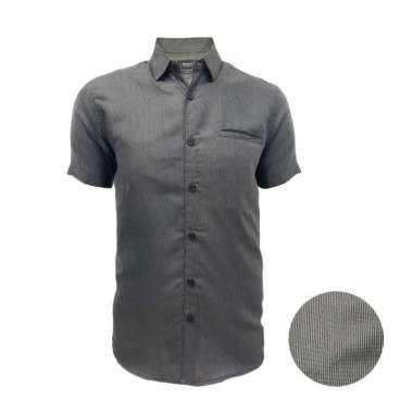 Redcliff Kemeja Pria Motif Kotak Pendek Abu Tua 6AK0047G 4B3 L