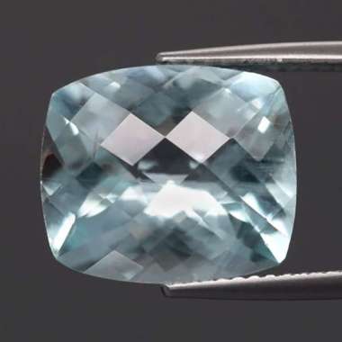 AQ-032 Batu Permata Aquamarine Biru Muda Cushion Shape Brazil Natural 6.84 Ct. Untreated & Sertifika
