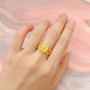 cakep banget cincin wanita model bunga elegan mewah emas