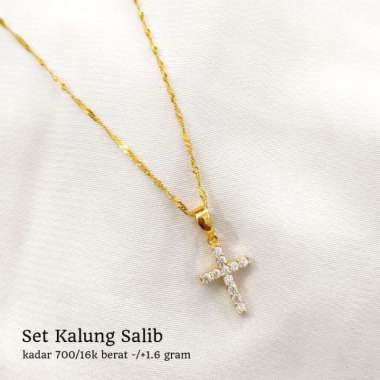 Terbaru set kalung wanita kalung salib simpel elegan emas asli