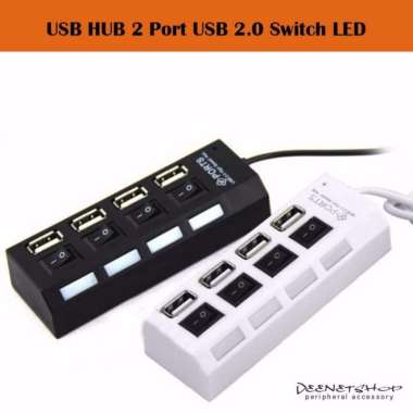 USB HUB 4 Port USB 2.0 Switch LED Hitam