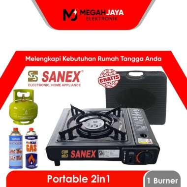 SANEX KOMPOR PORTABLE / PAKET GAS PORTABLE HI-COOK 230 GRAM (1 TUNGKU)