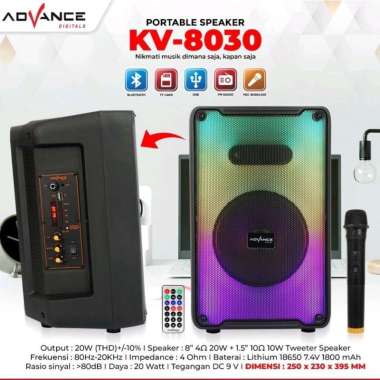 ADVANCE KV-8030 SPEAKER PORTABLE BLUETOOTH 8 INCH ORIGINAL