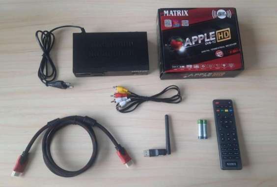 Set Top Box DVB-T2 / STB TV Digital Matrix Apple HD MERAH Garansi 1TH MERAH+HDMI+WIFI