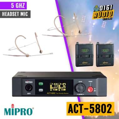 Digital Wireless Headset Microphone 5 GHz MIPRO ACT-5802 2X Mic Lidi Kepala