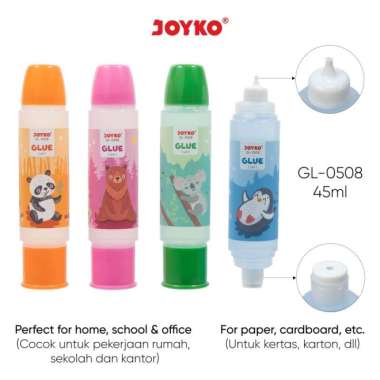 JOYKO GLUE LIQUID LEM KERTAS CAIR GL-0508 45ml 2 in 1 DUAL TIP ALAT TULIS PERLENGKAPAN SEKOLAH KANTO