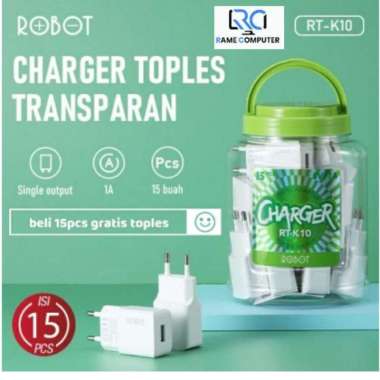 1pc Robot Adaptor Batok Charger 1A ROBOT RT K4 White - RT K10