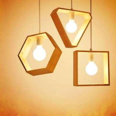 Cup lampu gantung Rustic kayu Jati Belanda minimalis dekorasi