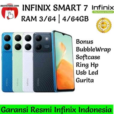 INFINIX SMART 7 RAM 3/64GB | 4/64GB GARANSI RESMI INFINIX INDONESIA RAM 3/64GB hitam